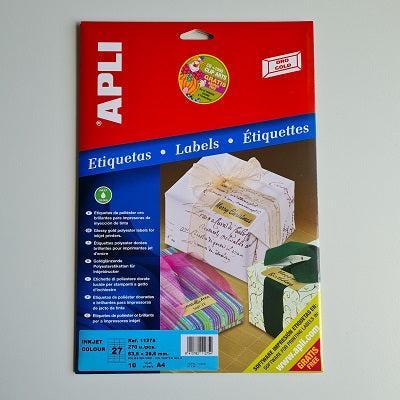 Apli gold inkjet labels 63.5x29.6mm