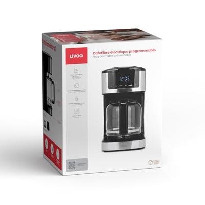 Programmeerbaar elektrisch koffiezetapparaat - LIVOO - DOD208 - 900 W - 1,8 L - 12 tot 15 kopjes - Zwart