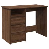 Bureau 102x50x75 cm bewerkt hout bruin eikenkleurig - thumbnail