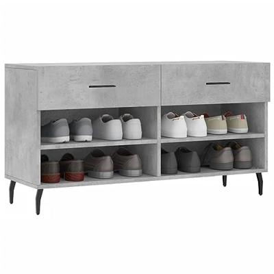 VidaXL Schoenenbank 102x35x55 cm bewerkt hout betongrijs VidaXL Schoenenbank 102x35x55 cm bewerkt hout betongrijs