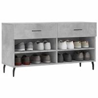 VidaXL Schoenenbank 102x35x55 cm bewerkt hout betongrijs - thumbnail