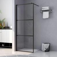 VidaXL Inloopdouchewand transparant 100x195 cm esg-glas zwart - thumbnail