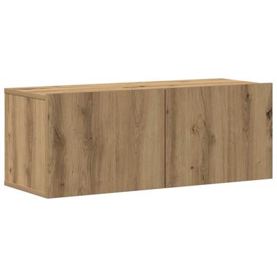 5-delig Tv-meubelset wandmontage bewerkt hout artisanaal eiken