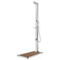 VidaXL Buitendouche met bruine basis 225 cm roestvrij staal - thumbnail