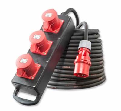 2 meter krachtstroom verlengkabel 16A 5-polig 5 x 2,5mm² 400V zwart IP44 verdeeldoos
