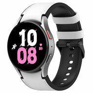 leer + siliconen bandje - Maat: large - Wit - Samsung Galaxy Watch 4 - 40mm & 44mm - thumbnail
