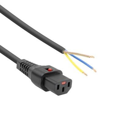 ACT AK5084 Netsnoer C13 IEC Lock | Open Einde | Zwart | 4 meter