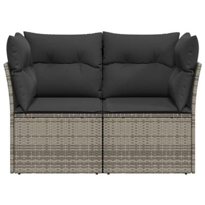 Tuinbank 2-zits met kussens poly rattan grijs Tuinbank 2-zits met kussens poly rattan grijs
