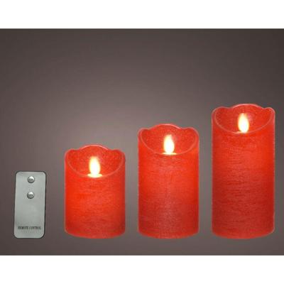 LED Waving Kaarsen 3 Stuks + Afstandsbediening Rood