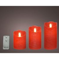 LED Waving Kaarsen 3 Stuks + Afstandsbediening Rood - thumbnail