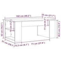 Salontafel 102x55x42 cm bewerkt hout grijs sonoma eikenkleurig - thumbnail