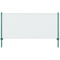 VidaXL Draadgaashek met palen 25x1 m staal groen - thumbnail