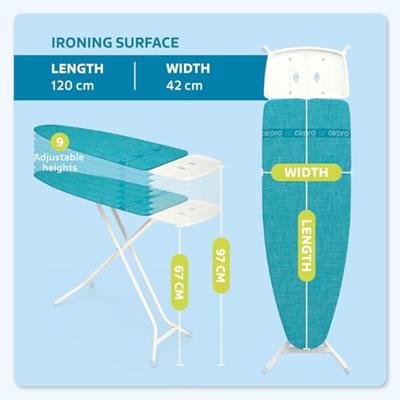 Airpro Large Strijkplank 120x42cm blauw