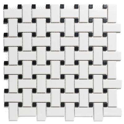 Mozaiek Paris Basket weave Wit and Zwart 2,5x4,5