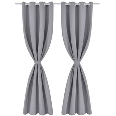 VidaXL Gordijnen met metalen ringen 135 x 245 cm 2 stuks (grijs)