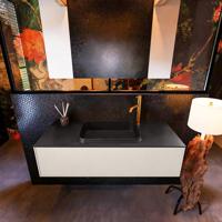 Badkamermeubelset Mondiaz Erin 120 cm met 1 Lade met RIDGE Wastafel Midden Urban met 1 kraangat Greeploos Mat Linen - thumbnail