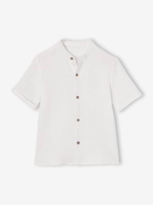 Jongenshemd met maokraag van katoengaas ecru