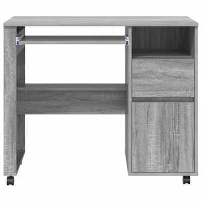Bureau met Wielen met lade Grijs 91 x 50 x 77 cm Bewerkt hout