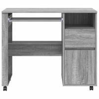 Bureau met Wielen met lade Grijs 91 x 50 x 77 cm Bewerkt hout - thumbnail