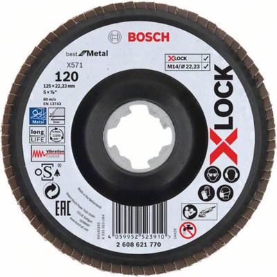Bosch Accessoires X-LOCK Lamellenschijf schuin, kunststof Ø125mm, G 120, X571, 
Best for Metal - 2608621770