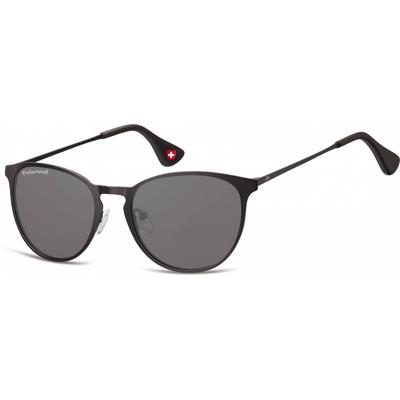 Zonnebril Montana met smoke gepolariseerd rond glas en metalen pootje zwart