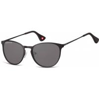 Zonnebril Montana met smoke gepolariseerd rond glas en metalen pootje zwart - thumbnail