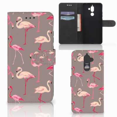 Nokia 7 Plus Telefoonhoesje met Pasjes Flamingo Nokia 7 Plus Telefoonhoesje met Pasjes Flamingo