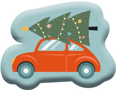 Sierkussen kerstboom op auto 40 x 40 cm Sierkussen kerstboom op auto 40 x 40 cm