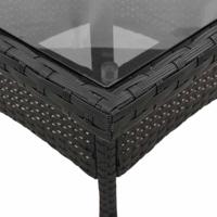 3-delige Tuinset met kussens poly rattan en glas zwart - thumbnail