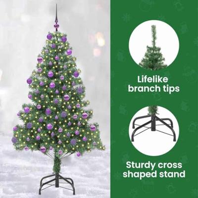 VidaXL Kerstboom met 300 led met standaard groen 180 cm pvc VidaXL Kerstboom met 300 led met standaard groen 180 cm pvc