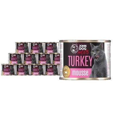 JOHN DOG For cats Mousse Turkey - nat kattenvoer - 12x200g