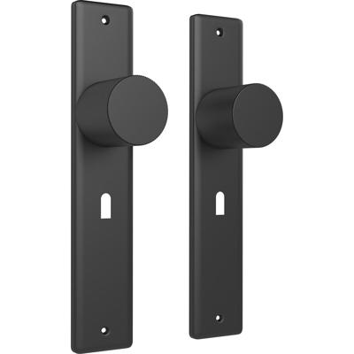 Deurbeslag met Draaiknop - Ceraxo Thor - Deurklink met Sleutelgat Rozet - Gekarteld Draaiknop - Mat Zwart