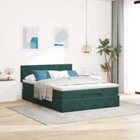 Ottoman bed met matras 140x200cm fluweel donkergroen - thumbnail