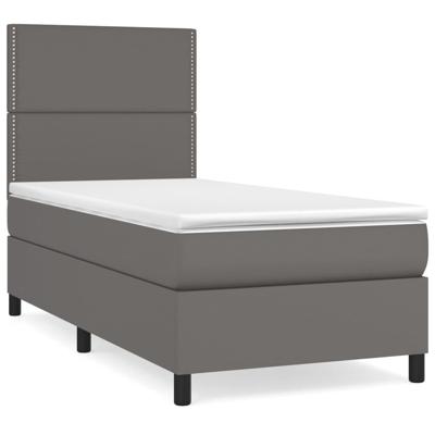 Boxspring met matras kunstleer grijs 90x200 cm - thumbnail