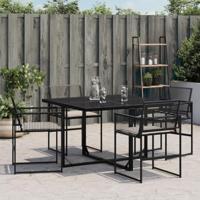 Tuinstoelen 4 st met kussens poly rattan zwart - thumbnail