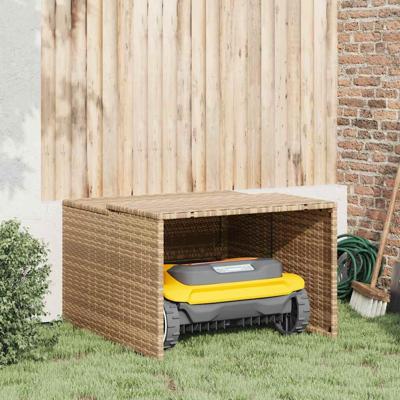 VidaXL Garage voor robotmaaier 86x90x52/57 cm poly rattan beige