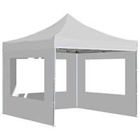 VidaXL Partytent inklapbaar met wanden 3x3 m aluminium wit - thumbnail