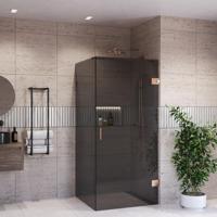 Douchecabine BWS Portos Profielloos Geborsteld Brons Rookglas 8 mm Nano Coating (Alle Maten) - thumbnail