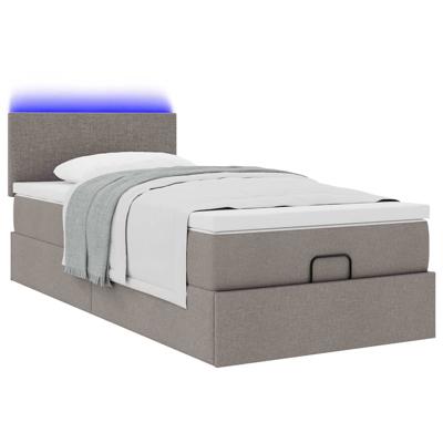 Ottoman bed met matras en LED's 100x200 cm stof taupe