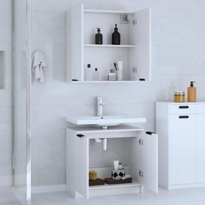 2-delige Badkamerkastenset bewerkt hout wit - thumbnail