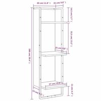Wandrek 3-laags 30x25x100 cm bewerkt hout sonoma eikenkleurig - thumbnail
