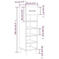 Schoenenkast 30x35x105 cm bewerkt hout grijs sonoma eikenkleur - thumbnail