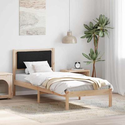Bedframe met hoofdeinde Zwart 80 x 190 cm Massief grenenhout