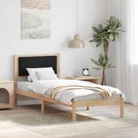 Bedframe met hoofdeinde Zwart 80 x 190 cm Massief grenenhout - thumbnail