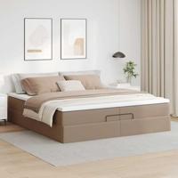 Ottoman bed met matrassen 200x200cm kunstleer cappuccinokleurig - thumbnail
