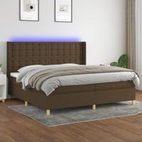 Boxspring met matras en LED stof donkerbruin 200x200 cm - thumbnail