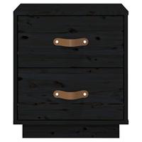 Nachtkastjes 2 st 40x34x45 cm massief grenenhout zwart - thumbnail