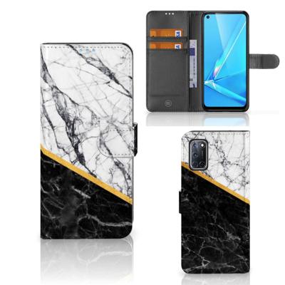 OPPO A72 | OPPO A52 | Bookcase | Marmer Wit Zwart - Origineel Cadeau Man