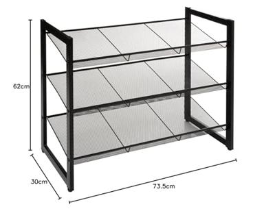 5Five Schoenenrek - 9 paar schoenen - zwart - metaal - 72 x 62 cm