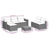 5-delige Loungeset met kussens poly rattan acacia zwart - thumbnail